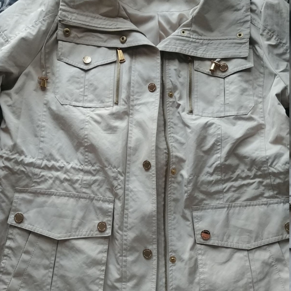 Michael Kors Women's Cream Utility Jacket with Gold Accents